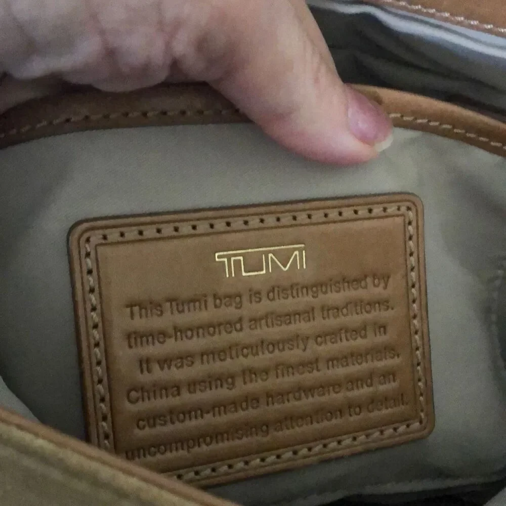 Tumi Suede and leather beige tan clutch handbag